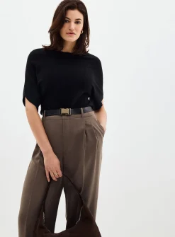 Fitted waist ottoman sweater