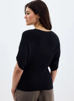Fitted waist ottoman sweater