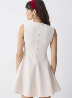 Fitted-waist flared tailored dress