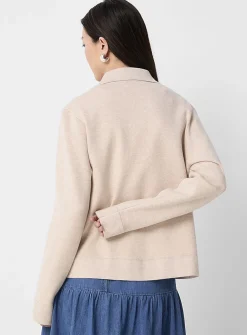 Flap-pocket polo-collar cardigan