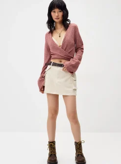 Flared-sleeve terry shrug