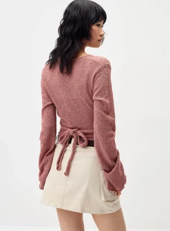 Flared-sleeve terry shrug