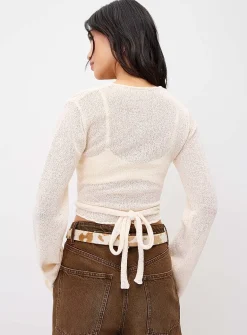 Flared-sleeve terry shrug