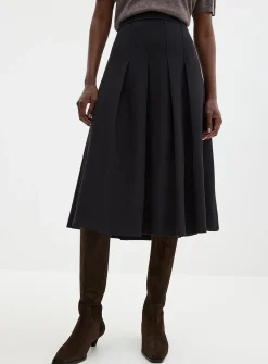 Flat pleats midi skirt