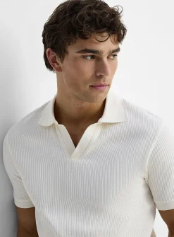 Flat-ribbed Johnny collar polo