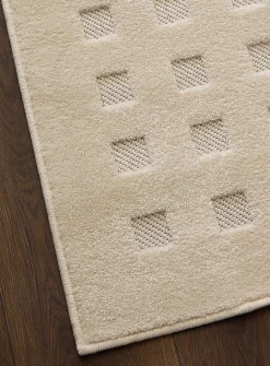 Flat-woven checkers ivory rug