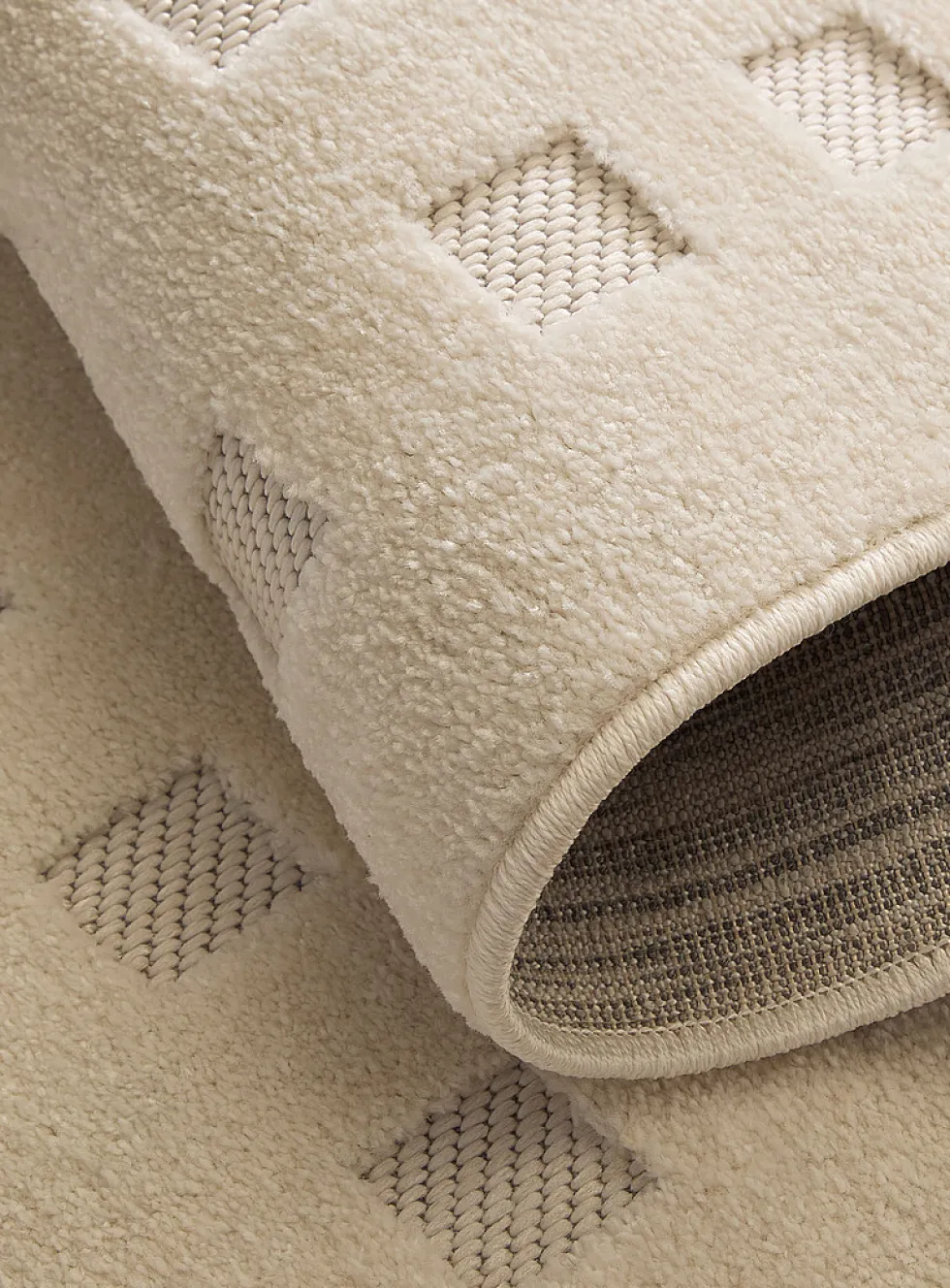 Flat-woven checkers ivory rug