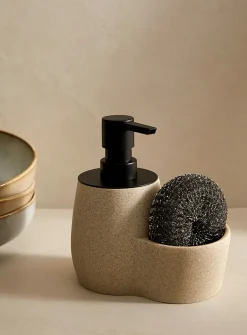 Flecked ceramic soap dispenser