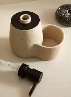 Flecked ceramic soap dispenser