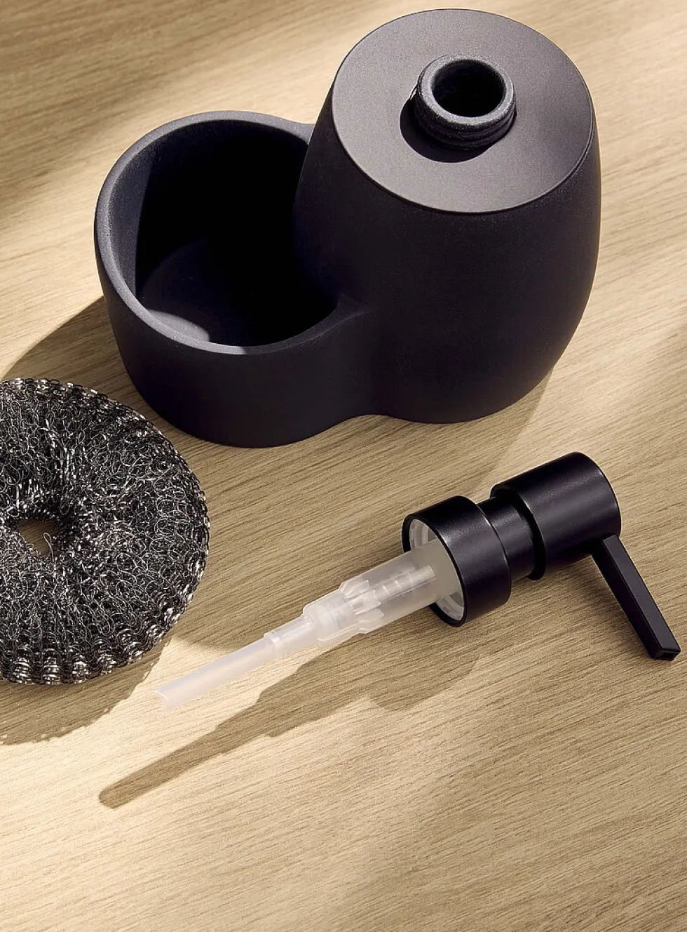Flecked ceramic soap dispenser