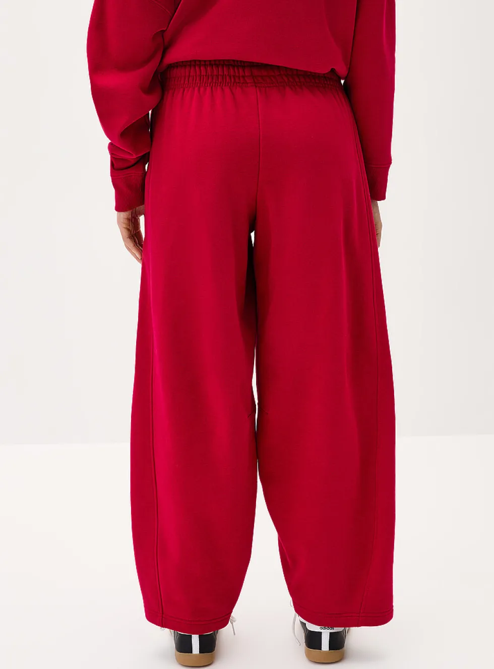 Fleece barrel-leg pant