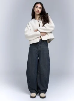 Fleece boxy-fit jacket