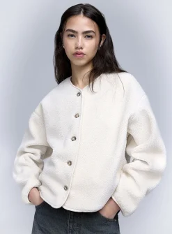 Fleece boxy-fit jacket