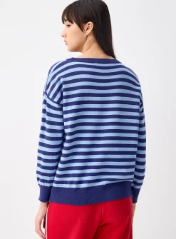 Fleece heart striped sweater