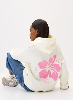 Fleece hibiscus flowers hoodie