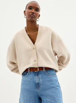 Fleece-lined boxy-fit cardigan