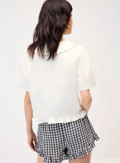 Floral embroidery boxy-fit shirt