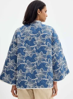 Floral embroidery quilted jacket