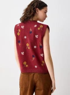 Floral knit vest