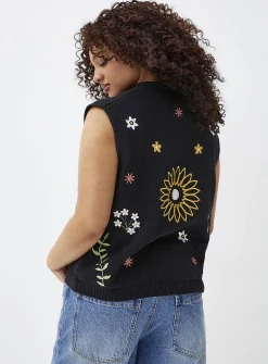 Floral knit vest