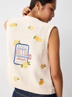 Floral knit vest