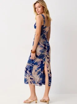 Floral micromesh bustier-style sleeveless dress