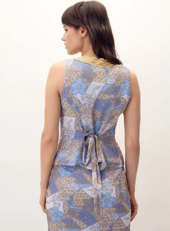 Floral patchwork chiffon cami