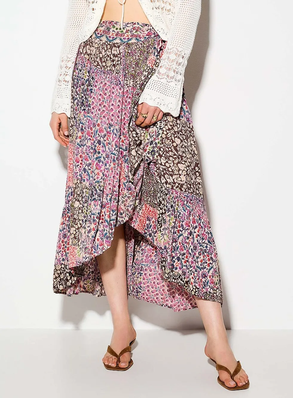 Floral patchwork wraparound skirt