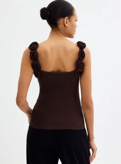 Floral straps knit cami