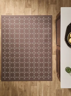 Floral tile pattern vinyl mat