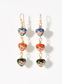 Flower-heart long earrings