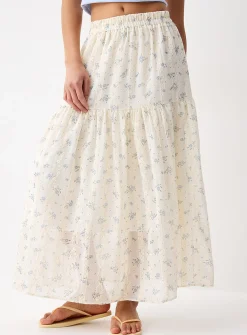 Flowers and embroidery maxi skirt