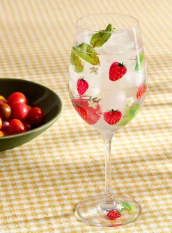 Flowers and strawberries wine glass