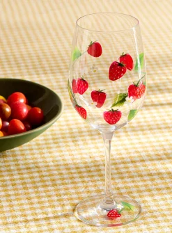 Flowers and strawberries wine glass