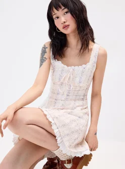 Flowers corset-effect minidress
