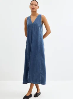 Flowy denim V-neck dress