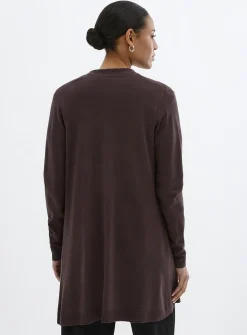 Flowy knit long open cardigan