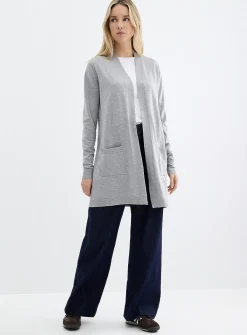 Flowy knit long open cardigan
