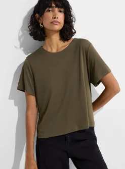 Flowy peachskin boxy-fit T-shirt
