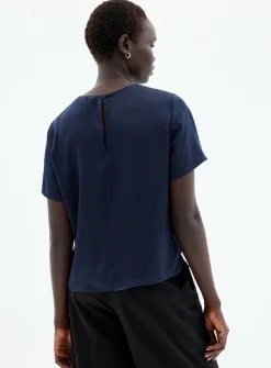 Flowy satin boxy-fit blouse