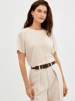 Flowy satin boxy-fit blouse