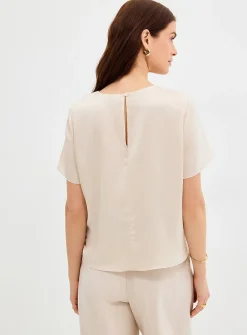 Flowy satin boxy-fit blouse