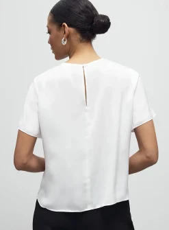 Flowy satin boxy-fit blouse
