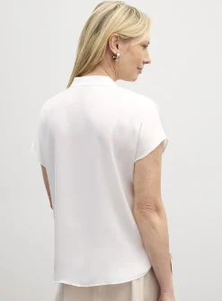 Flowy satin cap-sleeve blouse