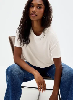 Flowy solid boxy-fit T-shirt