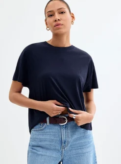 Flowy solid boxy-fit T-shirt