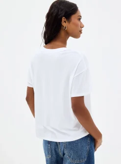 Flowy solid boxy-fit T-shirt