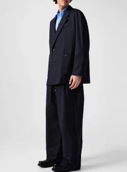 Fluid banker-striped drawstring-waist pant