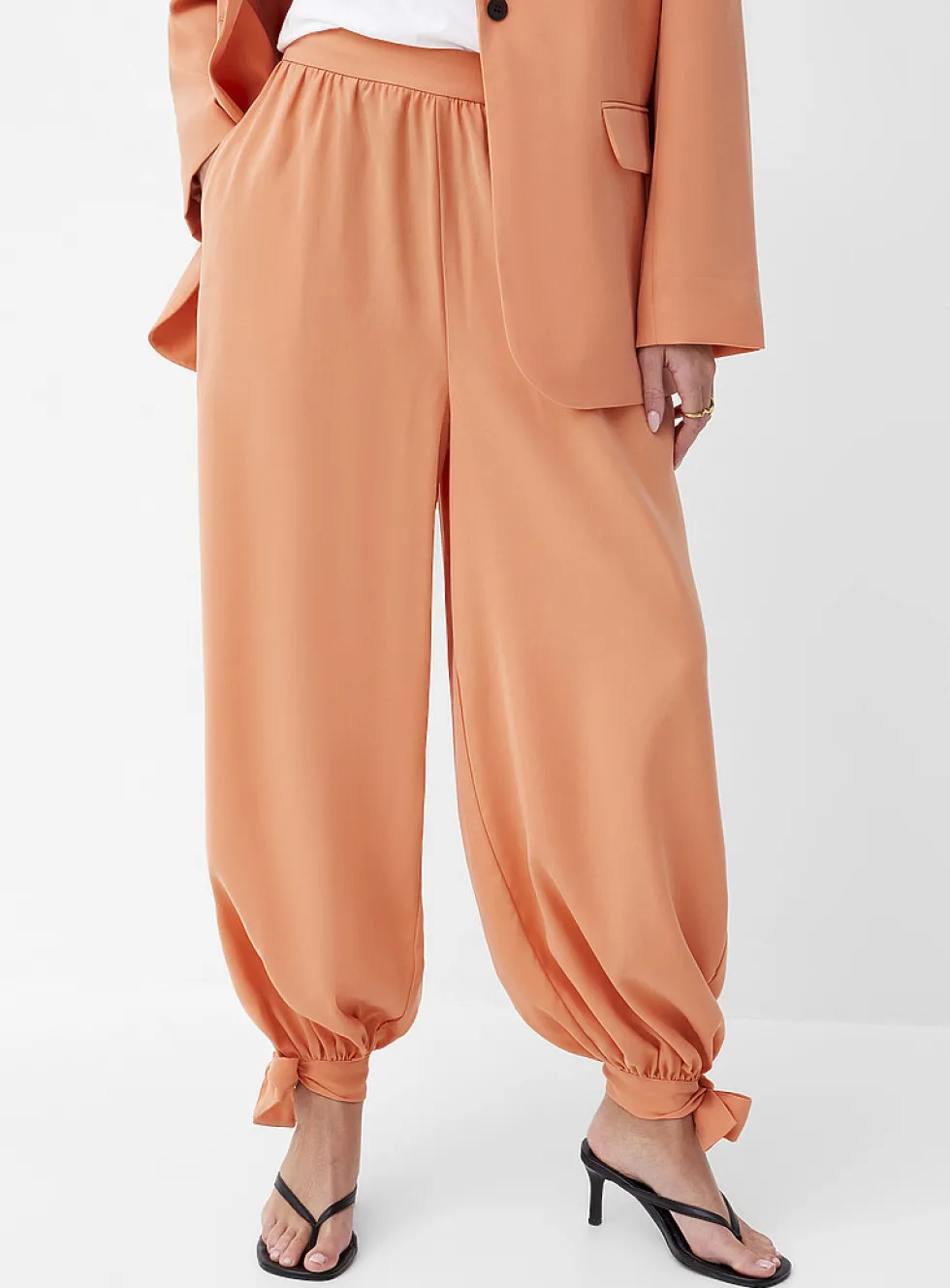 Fluid tie-ankle wide-leg pant