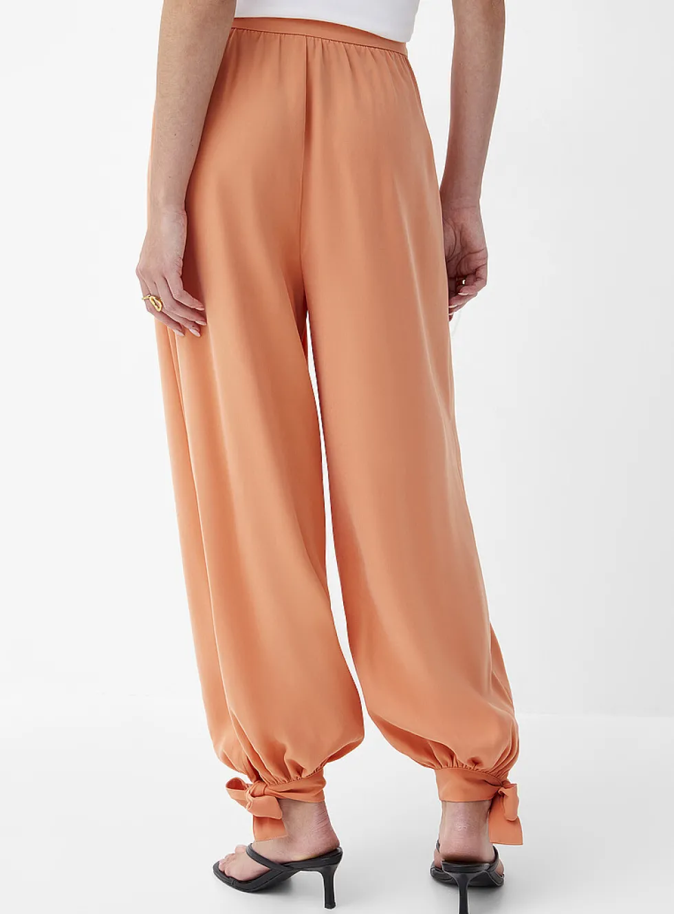 Fluid tie-ankle wide-leg pant